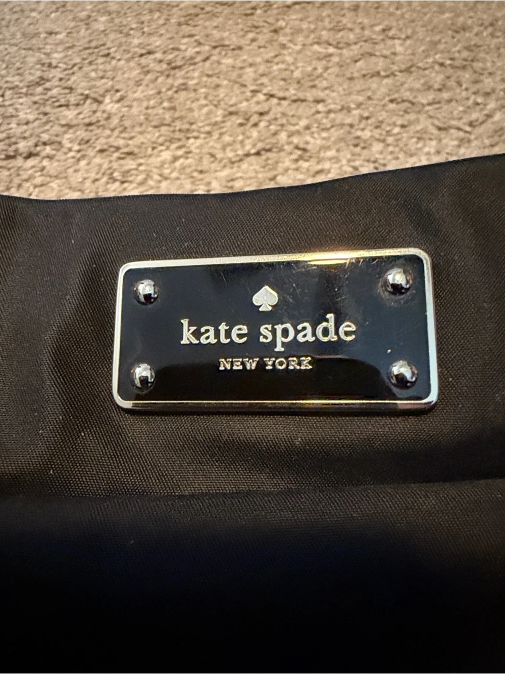kate spade black nylon crossbody bag/baby bag with changing pad